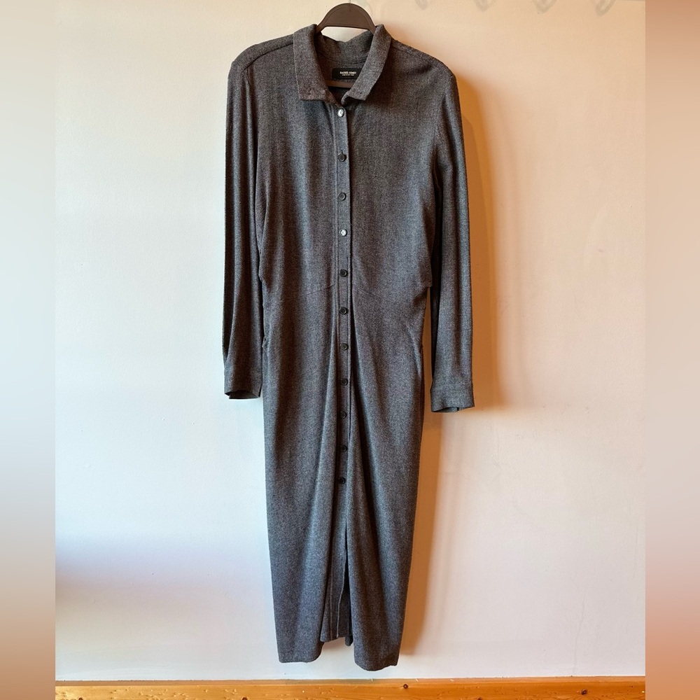 Rachel Comey Wagner Gray Long Sleeve Button Front Midi Dress - Picture 5 of 14